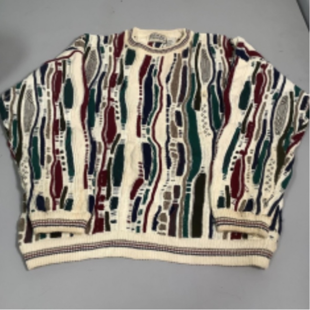 Vintage men’s cotton Traders cable knit multicolor sweater